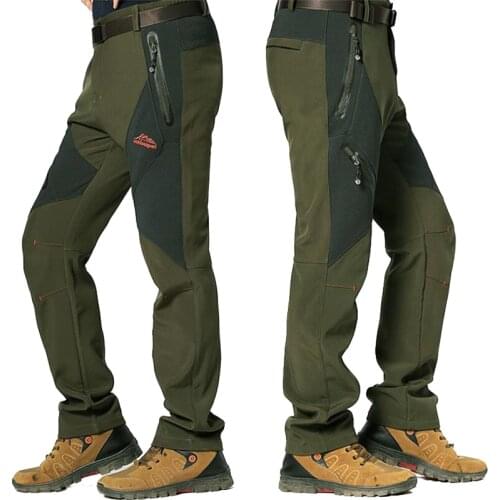 Winter Fleece Warm Trousers Outdoor Shark Skin Soft Shell Waterproof Pants Men Military Tactical Hiking Climbing Sweatpants 5XL