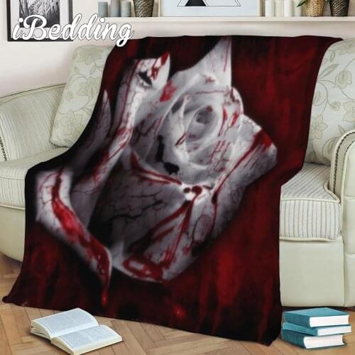 Flower The Art of Blood Soft Warm Coral Fleece Plush Throw Blanket Rug Piece Sofa Bed Knee Blankets 150x200/120x150cm Boys Girls
