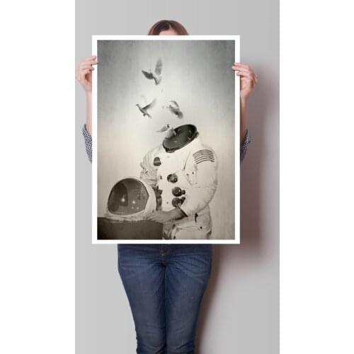 Surrealism Wall Pictures for Living Room Black white Spaceman Abstract Canvas Art Posters and Prints Modern Office Studio Decor