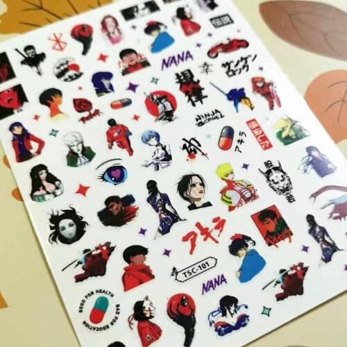 Newest TSC series 101 design 3d nail sticker decal export Japan rhinestiones DIY decorations for nail wraps