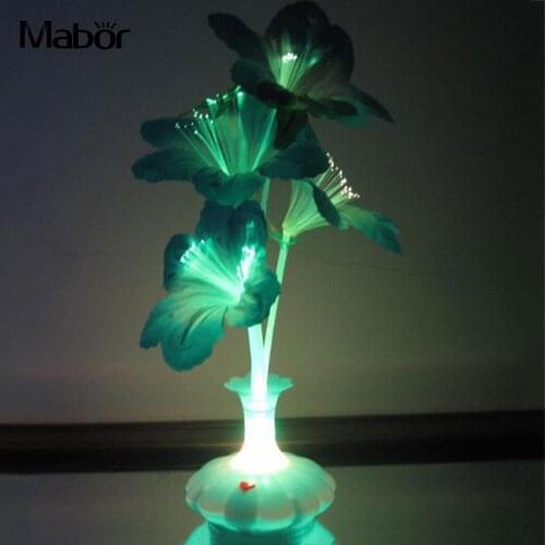 LED Fiber Flower Kapok Vase Optical Fiber Lamp Blossom Decoration Colorful