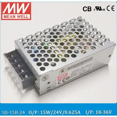 Original MEAN WELL SD-15B-24 DC/DC Single Output 15W 0.625A 24V Input 18~36VDC enclosed type converter