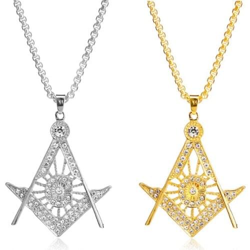 Pentagram Necklace Gold/Silver Color Rhinestone G Letter Pendant Necklaces Masonic Symbol Jewelry Hip Hop Choker