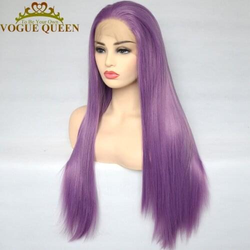 Vogue Queen Lilac Purple Synthetic Lace Front Wig High Temperature Fiber Cosplay For Women