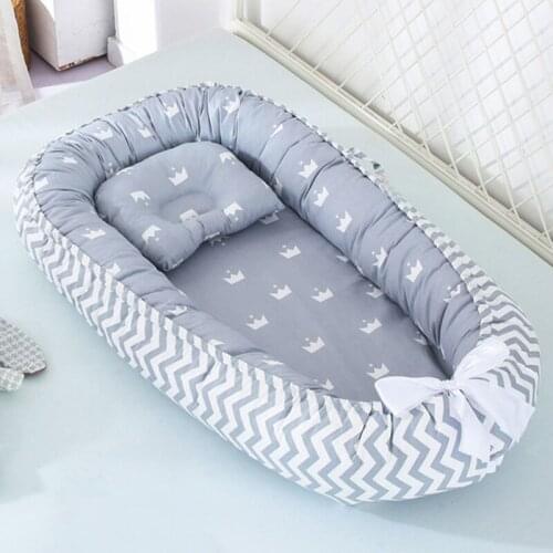 85*50cm Newborn Baby Nest Bed with Pillow Crib Portable Travel Bed Infant Toddler Cotton Cradle for Baby Bed Bassinet Bumper