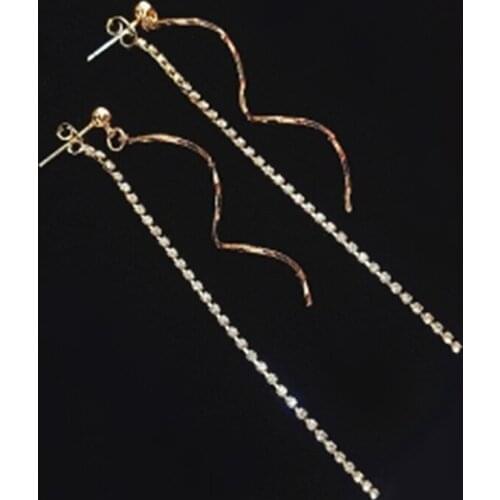 Simple Long Earrings Fashion Jewelry Spiral Rhinestone Chain Tassel Earrings Brincos Pendientes For Women Brithday Gift