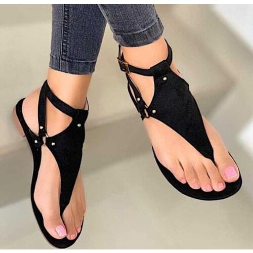 Women Sandals 2021 Flats Sandals Summer Shoes Woman Plus Size 43 Summer Sandals Elegant Women Flip Flops Flat Chaussure Femme