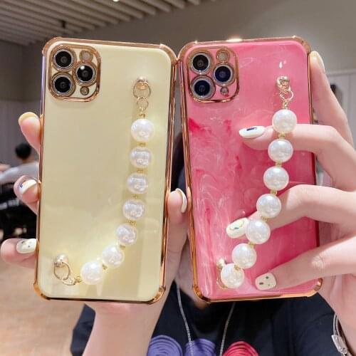 Luxury Bracelet Plating Marble Silicone Phone Case For iPhone 12 11 Pro Max XSmax XR XS 8 7 Plus Shockproof Protection Cover