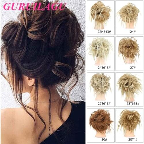 Synthetic Chignon Hair Bun Straight Elastic Band Updo Hairpiece Messy Scrunchies Wrap for Ponytail Hair Extension for Women