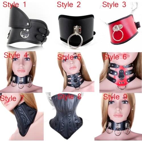 SM Bondage Restraint Sex Toys PU Leather Sex Neck Collar , Adult Sex Toys ,Slave Adult Game Neck Ring Sex Products Erotic Toys