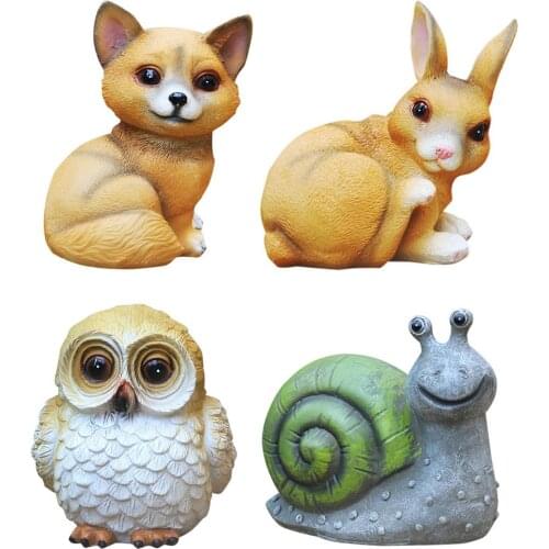 Solar Garden Light Rabbit Owl Resin Sculpture Lawn Lamp Waterproof Animal Statue Ornament Garden Lamp Decor For Courtyard