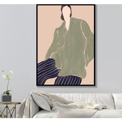 Modern Oil Painting on Canvas Hand Painted Woman Portrait Wall Art Picture Minimalist Poster and Printing for Living Room Decor