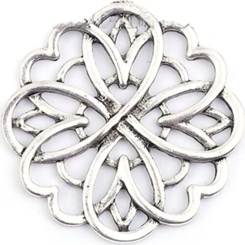 DoreenBeads Zinc Based Alloy Embellishments Flower Silver Color Filigree DIY Components 39mm(1 4/8") x 38mm(1 4/8"), 1 Piece