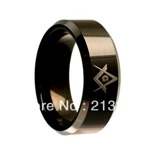 E&C JEWELRY Free Shipping! Wholesales Price!USA Hot Selling NEW MASONIC FREEMASON TUNGSTEN CARBIDE RING 8MM MENS Wedding Ring