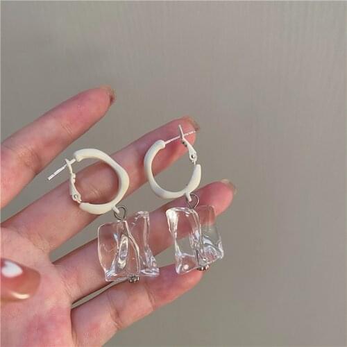 Flashbuy Simple Geometric Irregular Transparent Acrylic Drop Earrings for Women Wholesale 2021 New Trend Jewelry