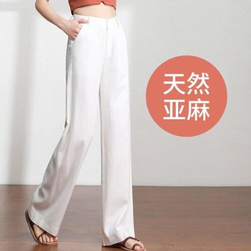 Women Pants 2021 Linen Womens Spring And Autumn Straight Pants High Waist Loose Trousers Casual Show Pantalones De Mujer