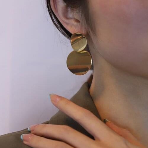 Fashion Vintage Earrings for Women Big Geometric Statement Punk Gold Metal Drop Earrings 2021 Trendy Earings Jewelry Accessories