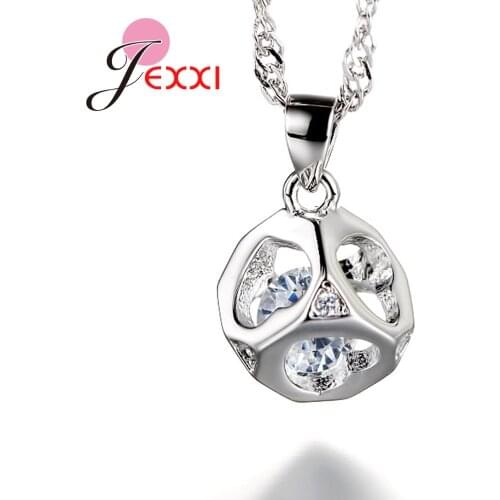 Luxury Austrian Crystal Necklace Happiness Cube Pendant Jewelry for Women Hot Sale 925 Sterling Silver Collar Chokers