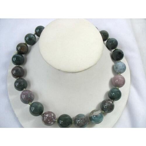 India agate green round 10-20mm necklace 18inch wholesale beads nature FPPJ woman 2017
