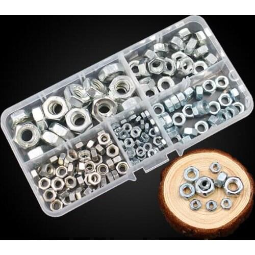 1box Iron galvanized hex nut screw cap flat pad meson washer set M3M4M5M6M8