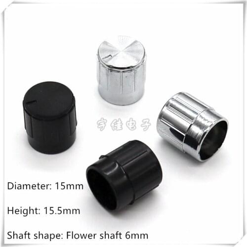 10 Piece 15×15.5MM silver plating plastic knob potentiometer rotary encoder volume switch knob suitable for flower shaft 6MM
