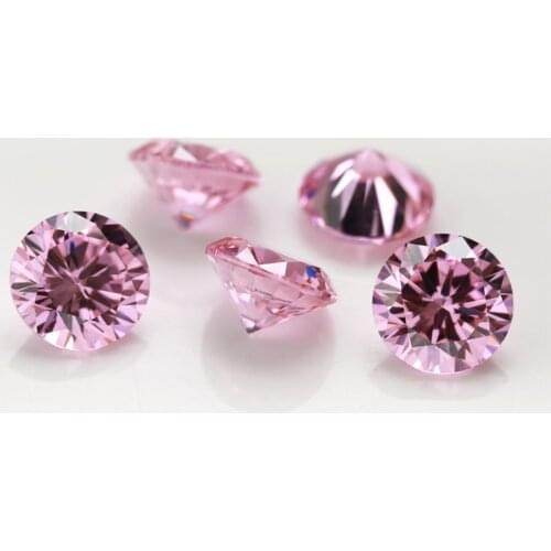 10pcs/lot 4.0~20mm Round Shape Loose CZ Stone Pink Color AAAAA Cubic zirconia Synthetic Gems For Jewelry DIY Stone