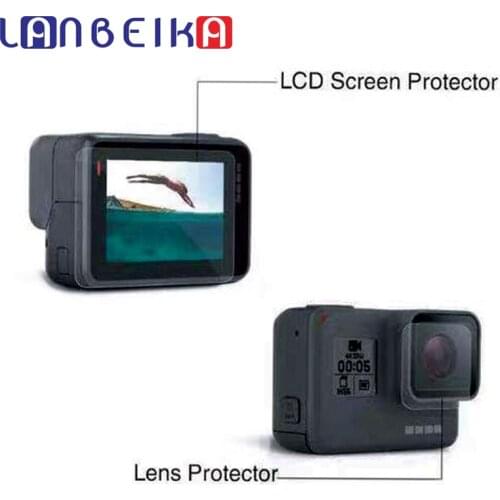 LANBEIKA 10pc/lot LCD Screen Film + Lens Protective Film + Cloth For Gopro Hero 5 6 7 Black Sport Action Camera Accessories