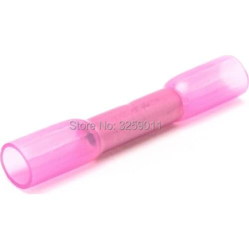 500PCS Nylon Heat Shrink Butt Connectors Insulated Electrical Wire Cable Crimp Terminals Block Pink BHT 1.25 22-16 AWG pink