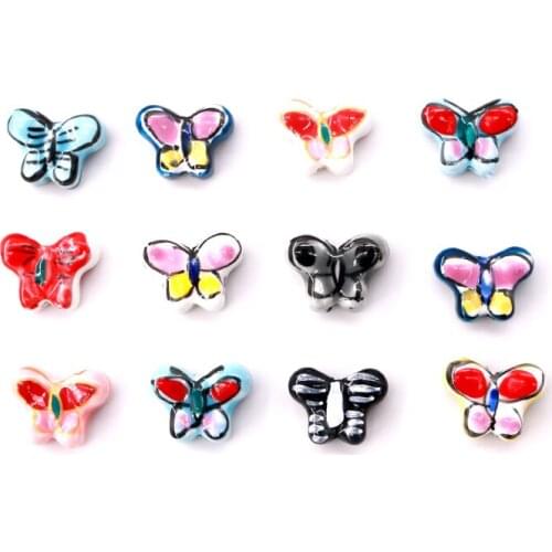 17*13*7mm Butterfly shape Beads 10pcs Chinese Classic Porcelain Beads Handcraft Ceramic Charm Spacer DIY Jewelry Making Beads