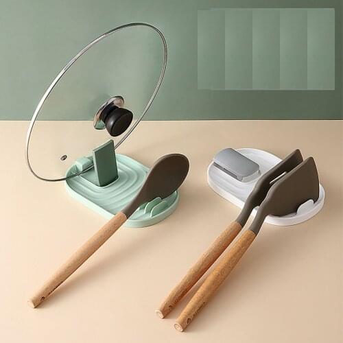 2PCS Kitchen Spatula Pot Lid Shelf Home Frying Plastic Storage Rack