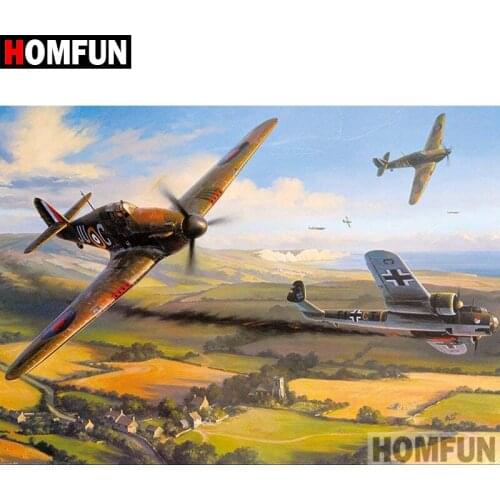 HOMFUN Diamond Painting "Fighter Scenic" Cross Stitch Custom Photo Diamond Embroidery Square Round Drill Home Decor A08181