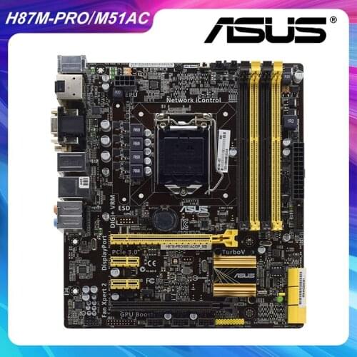 ASUS H87M-PRO/M51AC/DP_MB LGA 1150 Intel H87 Desktop PC Motherboard DDR3 32GB PCI-E 3.0 HDMI USB3.0 Core i3 i5 i7 CPU Micro ATX