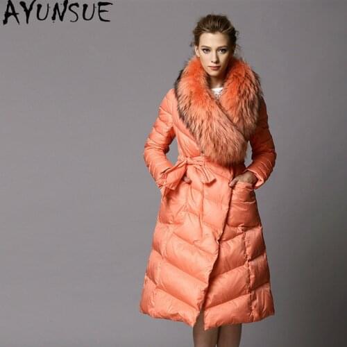AYUNSUE Natural Raccoon Fur Collar Womens Winter Down Jacket Woman Parkas 2020 White Duck Down Coat Female Coats Hiver 1608201