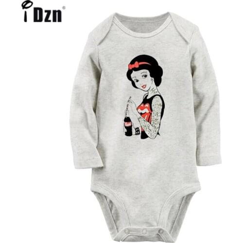 Stained Glass Cute Snow White with Flowers Design Newborn Baby Bodysuit Toddler Long Sleeves Onsies Jumpsuit Cotton Clothes