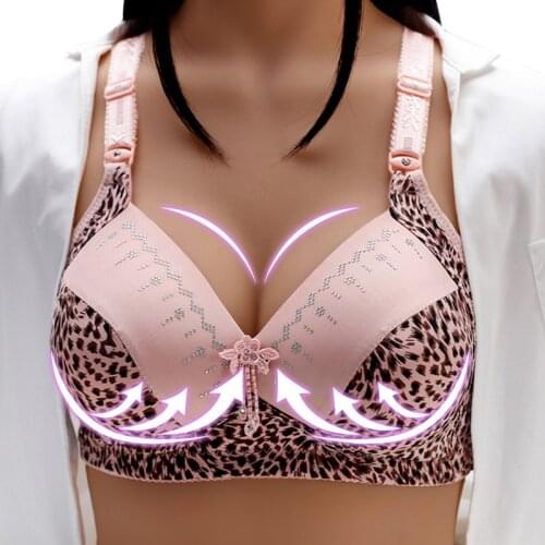 Sexy Leopard Push Up Bras For Women Fashion Front Closure Underwear Wire Free Girl Lingerie Tops Wide Strap Female Bralette