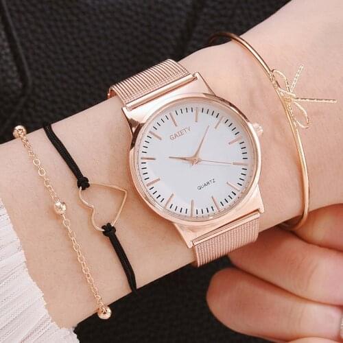 WomenS Watch Fashion Temperament Round Dial Leather Popular Ladies Bracelet Watch Set Quartz Watchreloj mujer elegante 04