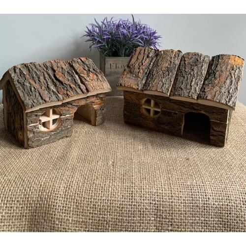 Wooden Hamster House Natural Wood Hideout Cage Pet Rats Play Hut Hideaway Room for Dwarf Hamster Mouse Rat Small Animal Supplies