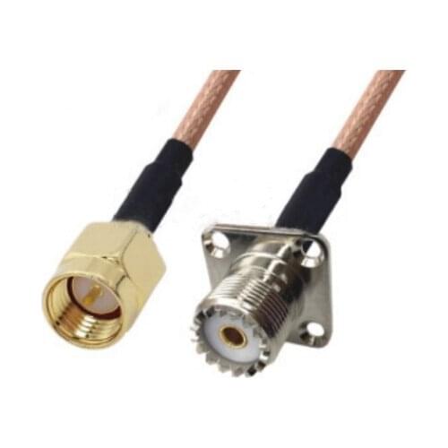 RG316 Cable SMA Male To UHF SO239 Female 4 Hole Flange Panel Mount Connector RF Coaxial Jumper Cable