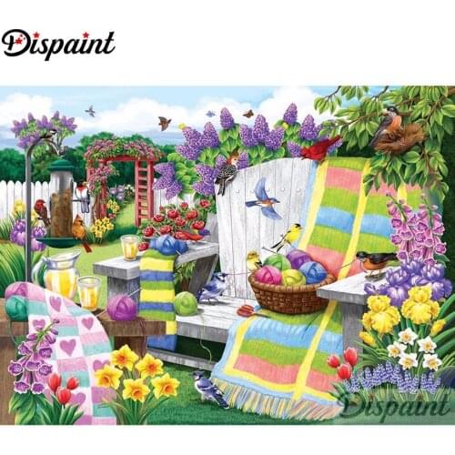 Dispaint Square/Round Drill 5D DIY Diamond Painting "Flower chair bird" Embroidery Cross Stitch Full Rhinestone Decor A27725