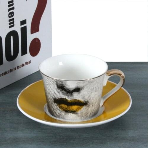 Ceramics Mugs Coffee Cups Lady Face Ceramic Coffee Cup Set Home Decoration Lips Pattern Coffee Cup