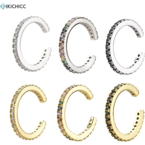 Kikichicc Pure 925 Sterling Silver Classic Ear Cuff Earring Earcuffs No Piercing Clips Rocl Punk Jewelry CZ Zircon Jewelry