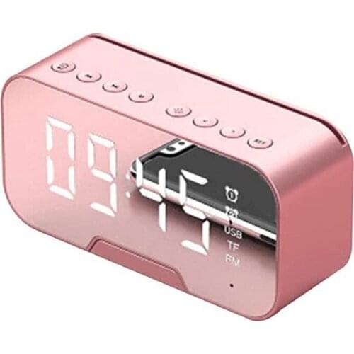 Best Bluetooth Speaker,Portable LED Mirror Digital Wireless Bluetooth Speaker Alarm Clock Multifunction,Pink