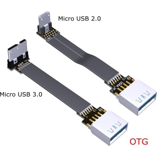 Micro USB 3.0 2.0 fold 90 degree Adapter OTG FPV aerial photography USB3.0 Type-A to micro-B Flat Extension ribbon Cable