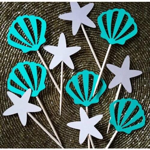 Starfish Seashell beach wedding birthday cupcake toppers under the sea engagement party decoration doughnut toothpicks