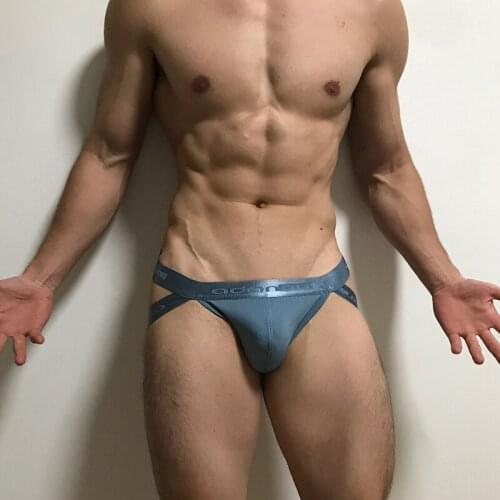 ADANNU Mens Sexy Underwear Briefs Solid Jockstraps Modal Double D G-string Thongs Male Lingerie Panties Gay Tanga Hombre AD7505