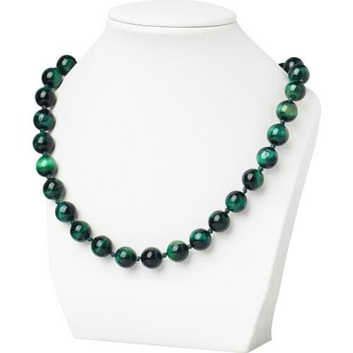 Natural Dark Green Mixed Black Color 10mm Stone Beads Natural Tiger Eyes Stone Necklace 18inch For Festivals Day Gifts H426