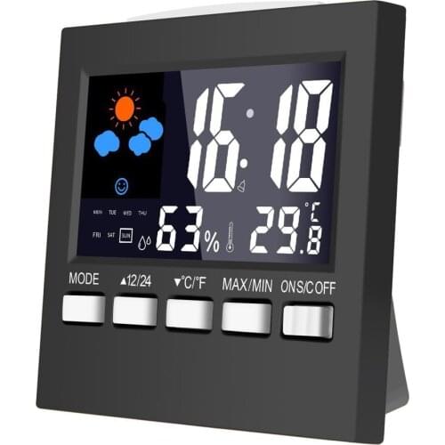 New Weather Clock Color Screen New Digital Display Thermometer humidity clock Colorful LCD Alarm Calendar Weather Alarm Clock