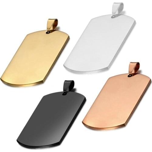 5Pcs 28*50mm Stainless Steel Military Army ID Stainless Steel Name Blank Dog Tags Pendant Rectangle Jewelry