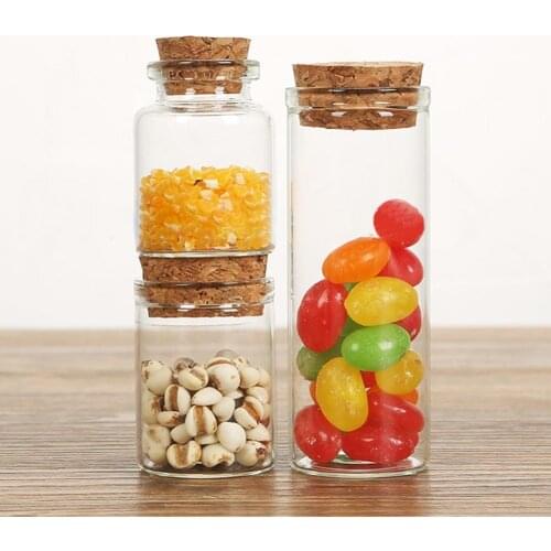 5Pcs 10/15/20/25/30/40/70ml Clear Cork Stopper Wishing Empty Glass Bottle Vials Mini Transparent Jars Wishing Bottle Decoration