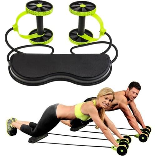 Adjustable Abdominal Wheels Roller Resistance Pull Rope Stretch Elastic Abdomen Trainer Tool Exercise Home Fitness Gym Equipment
